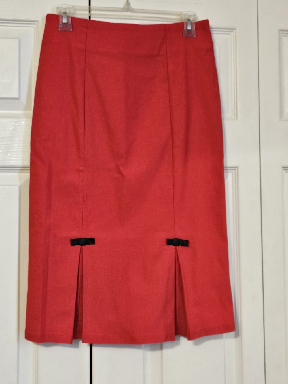 Women’s Red Pencil Skirt with Front Pleats